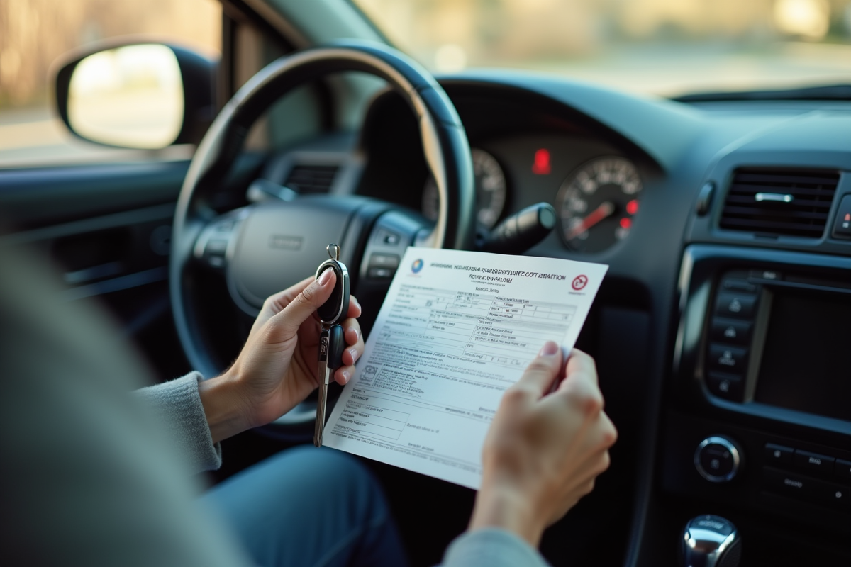 Mains tenant clés et certificat de registration voiture