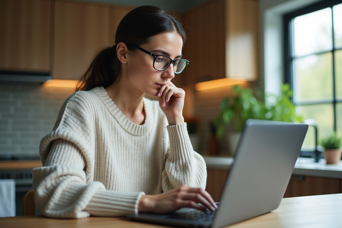 Femme âgée consultant devis d