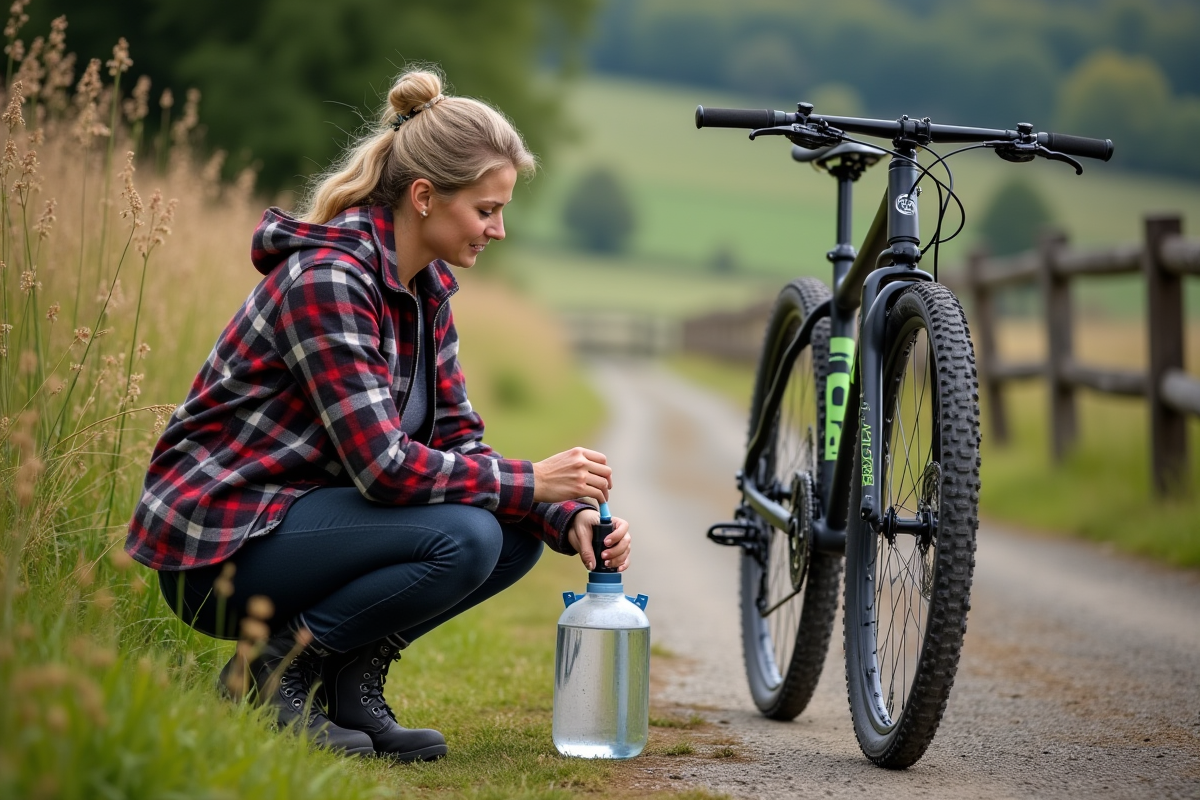 Femme siphonnant de l