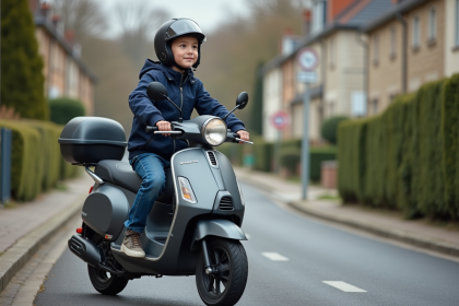 Adolescent en scooter dans une rue française