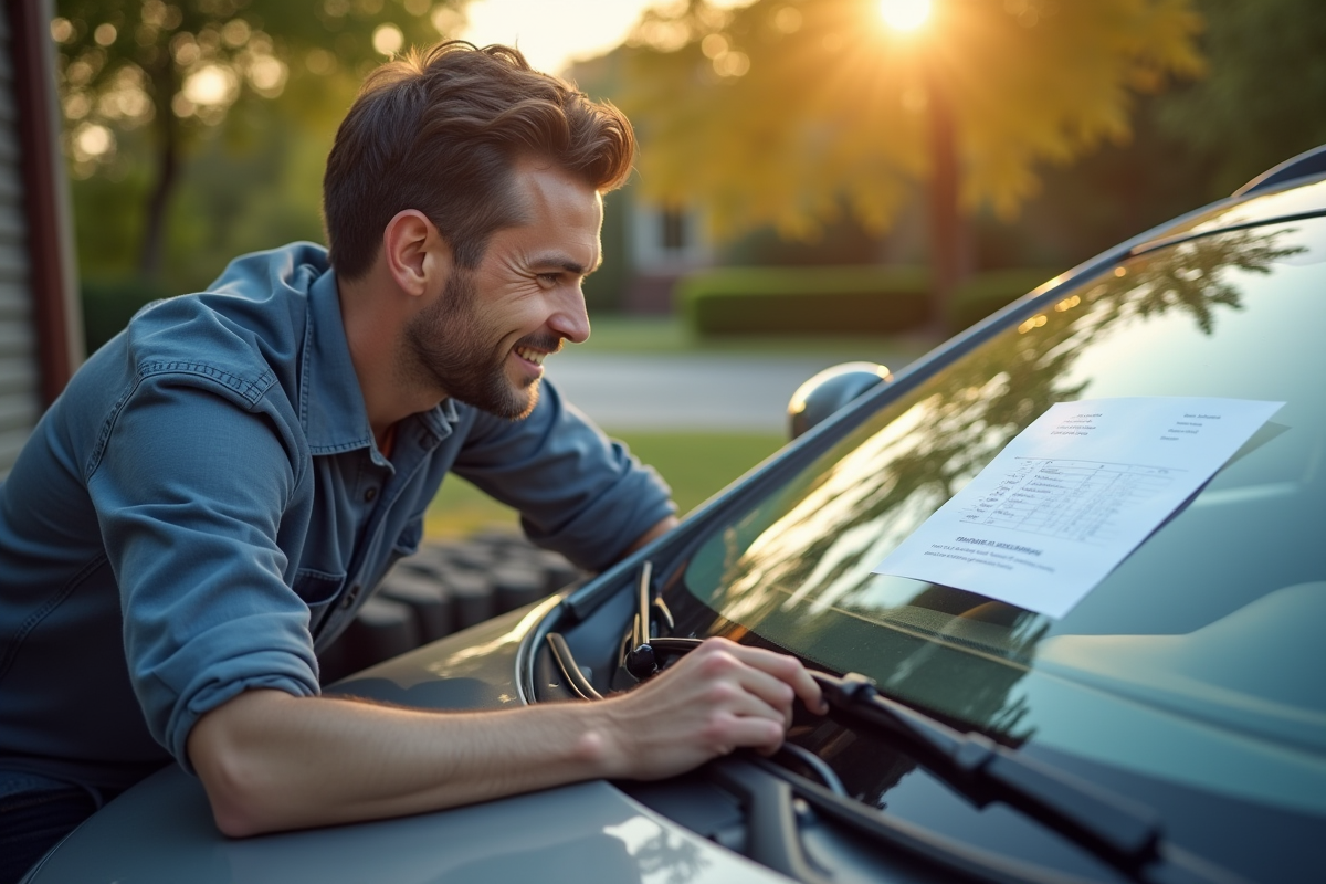 Propriétaire souriant vérifiant le niveau d