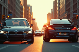 Deux voitures à une intersection urbaine avant une collision